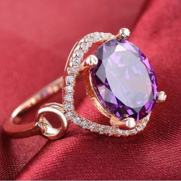 Regal Purple Rose Gold Ring - Picture 1 of 3